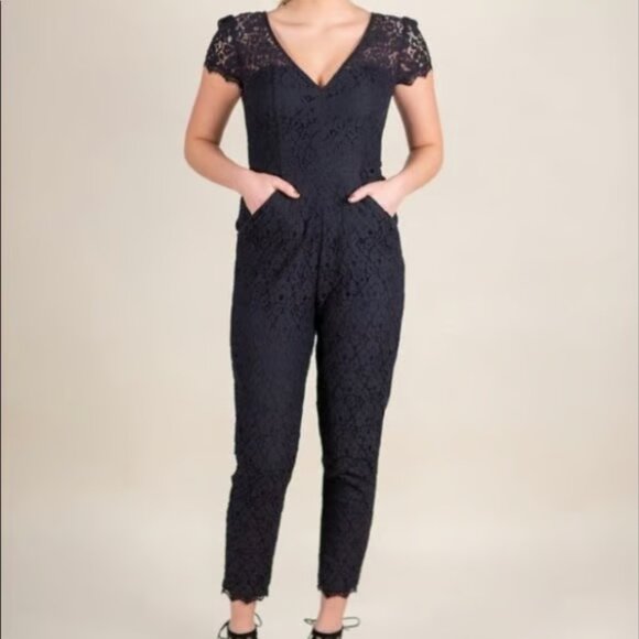 Fire Los Angeles Black Lace JumpsuitFire Los Angeles Black Lace Jumpsuit - Picture 1 of 4